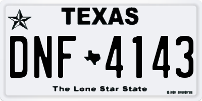 TX license plate DNF4143