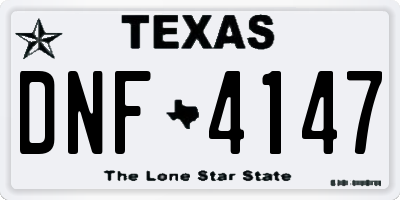 TX license plate DNF4147