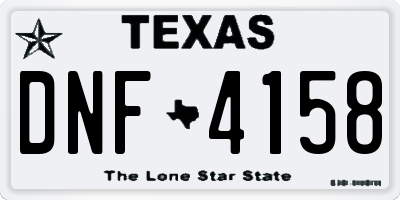 TX license plate DNF4158