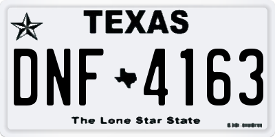 TX license plate DNF4163
