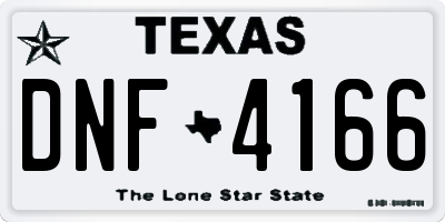 TX license plate DNF4166