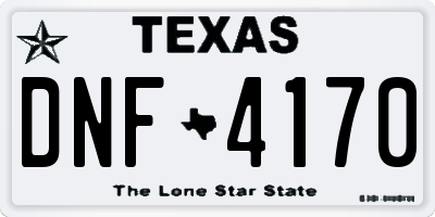 TX license plate DNF4170
