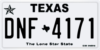 TX license plate DNF4171