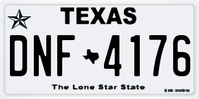 TX license plate DNF4176