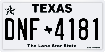 TX license plate DNF4181