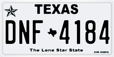 TX license plate DNF4184