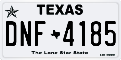 TX license plate DNF4185