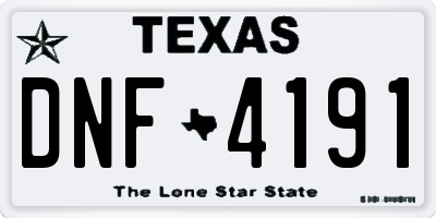 TX license plate DNF4191