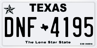 TX license plate DNF4195