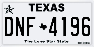 TX license plate DNF4196