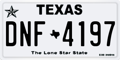TX license plate DNF4197