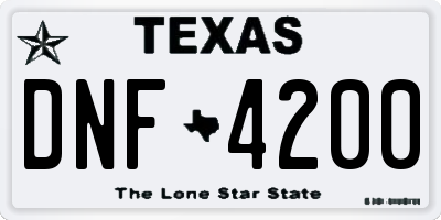 TX license plate DNF4200