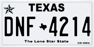 TX license plate DNF4214