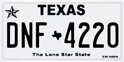 TX license plate DNF4220
