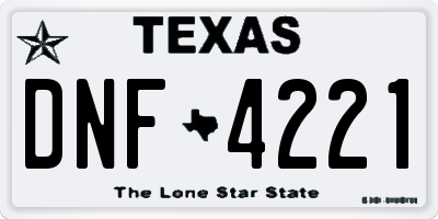 TX license plate DNF4221