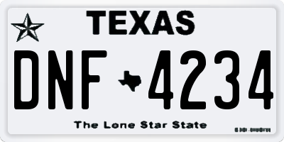 TX license plate DNF4234