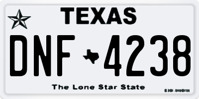 TX license plate DNF4238