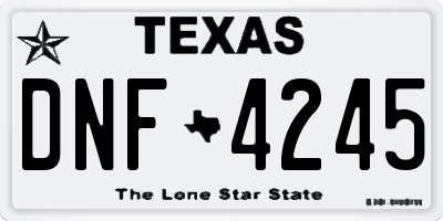 TX license plate DNF4245