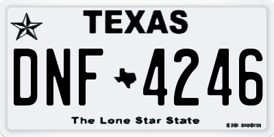 TX license plate DNF4246