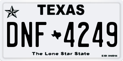 TX license plate DNF4249