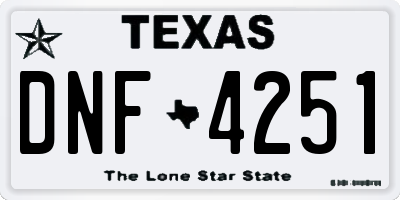TX license plate DNF4251