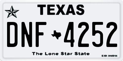 TX license plate DNF4252