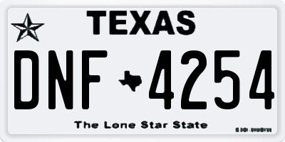 TX license plate DNF4254