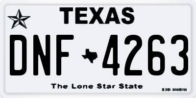 TX license plate DNF4263