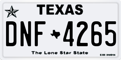 TX license plate DNF4265