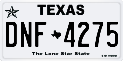 TX license plate DNF4275