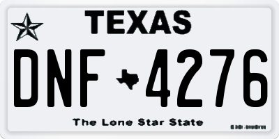 TX license plate DNF4276