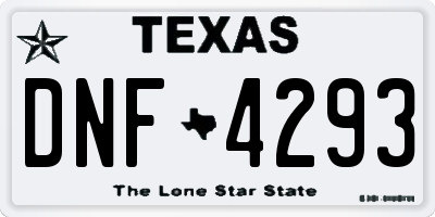TX license plate DNF4293