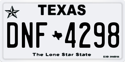 TX license plate DNF4298