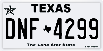 TX license plate DNF4299