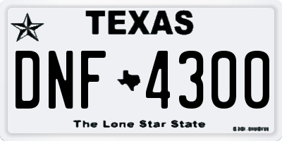 TX license plate DNF4300
