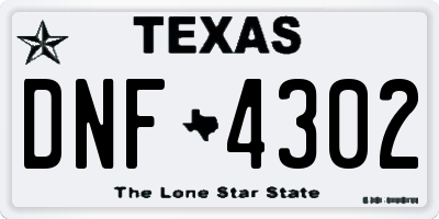 TX license plate DNF4302