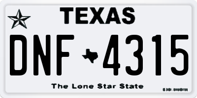 TX license plate DNF4315