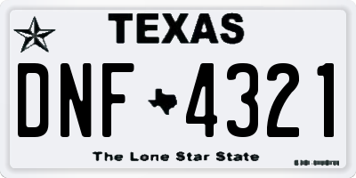 TX license plate DNF4321