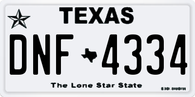 TX license plate DNF4334