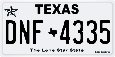 TX license plate DNF4335