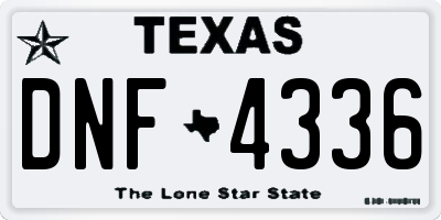 TX license plate DNF4336