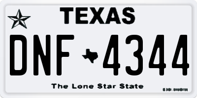 TX license plate DNF4344