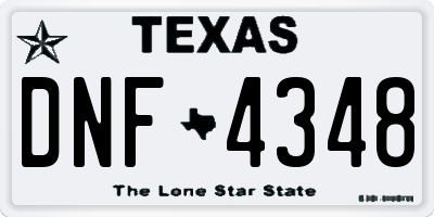 TX license plate DNF4348