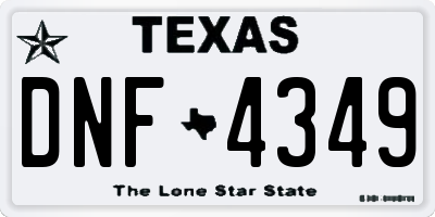 TX license plate DNF4349