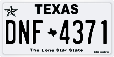 TX license plate DNF4371