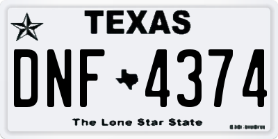 TX license plate DNF4374