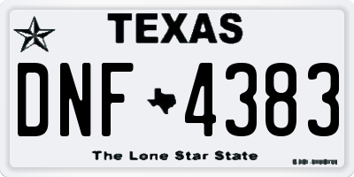 TX license plate DNF4383