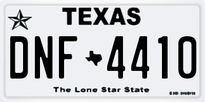 TX license plate DNF4410