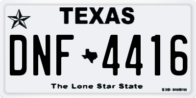 TX license plate DNF4416