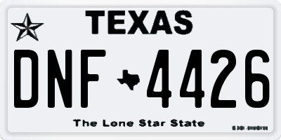 TX license plate DNF4426